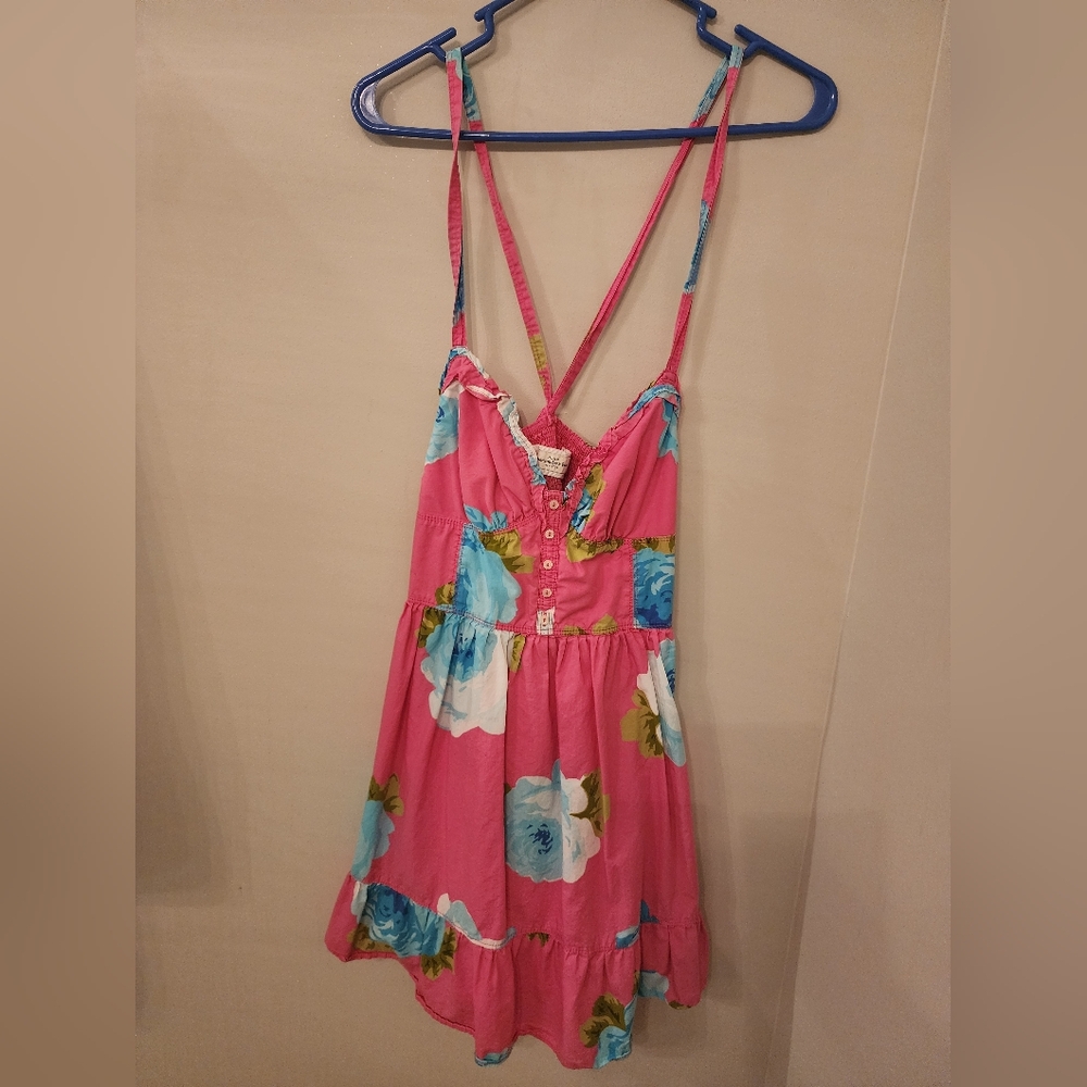 Abercrombie M hot pink floral sundress adjustable straps